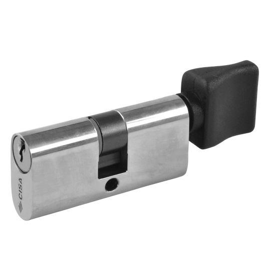 CISA C2000 Small Oval Key & Turn Cylinder - 55mm 27.5/T27.5 (22.5/10/T22.5) KD NP