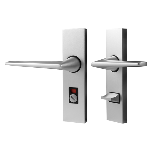 UNION 643 Raven Plate Mounted Lever Furniture - Anodised Silver Bathroom RH