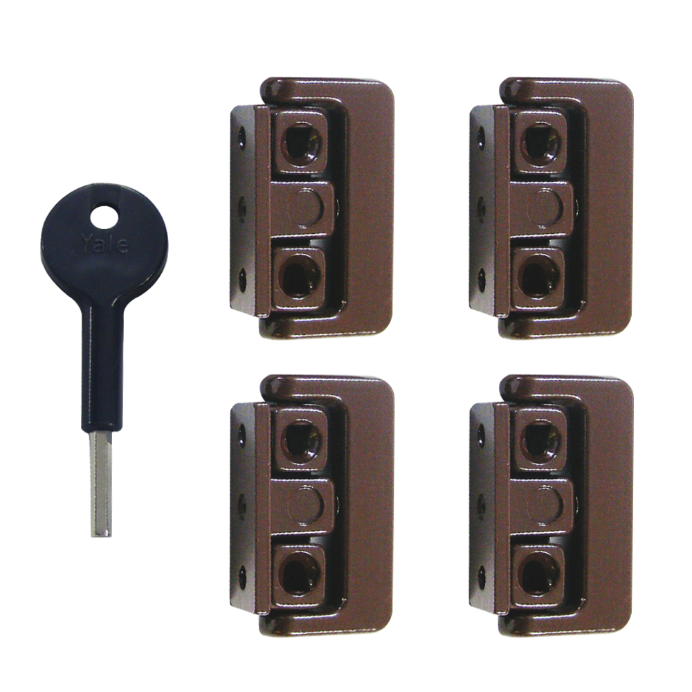 YALE 8K101 Window Swing Lock - BRN 4 Locks + 1 Key Visi