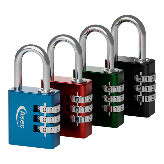 ASEC Coloured Aluminium Open Shackle Combination Padlock - 30mm Visi (1 x Random Colour Supplied)