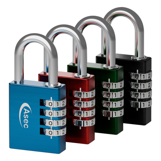 ASEC Coloured Aluminium Open Shackle Combination Padlock - 40mm Visi (1 x Random Colour Supplied)