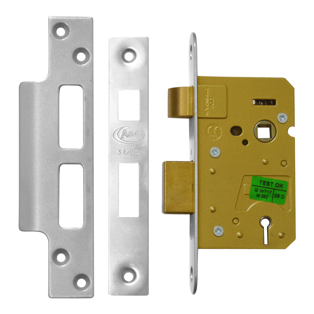 ASEC 3 Lever Sashlock - 64mm SS KD Boxed