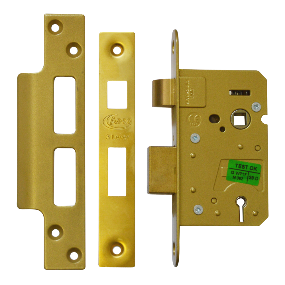 ASEC 3 Lever Sashlock - 64mm PB KD Boxed