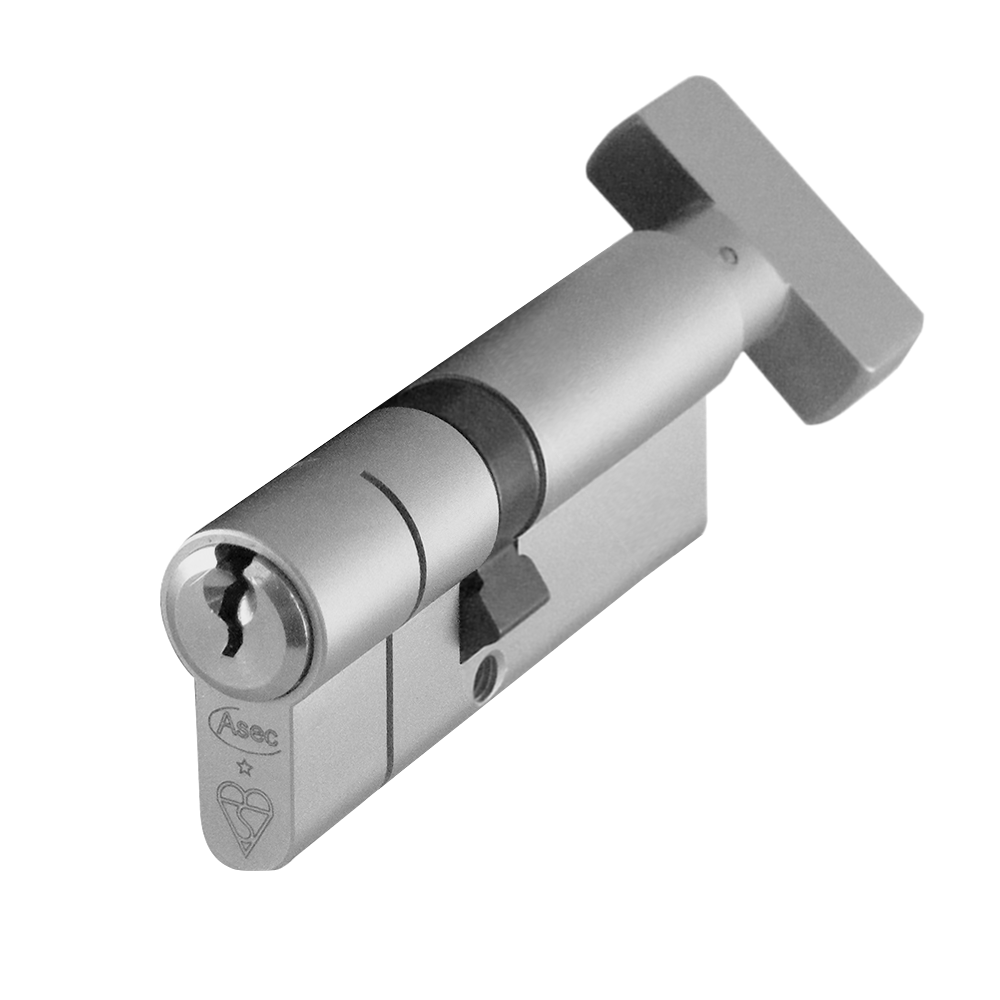 ASEC Kite BS 1 Star Kitemarked Euro Key & Turn Cylinder - 70mm 30/T40 (25/10/T35) KD NP Visi