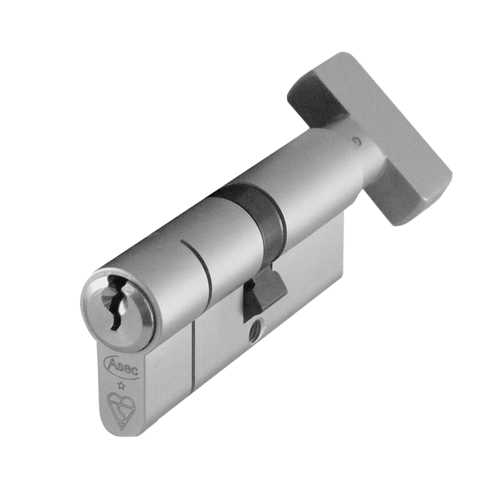 ASEC Kite BS 1 Star Kitemarked Euro Key & Turn Cylinder - 70mm 40/T30 (35/10/T25) KD NP Visi
