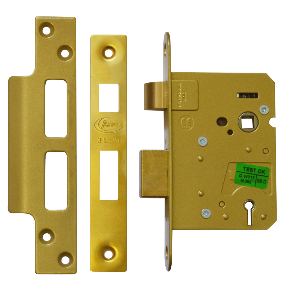 ASEC 3 Lever Sashlock - 76mm PB KD Boxed