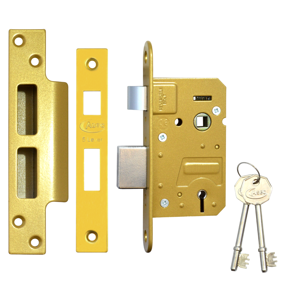 ASEC 5 Lever Sashlock - 64mm PB KD (Boxed)