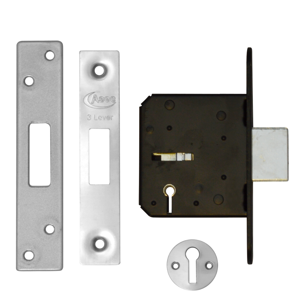 ASEC 3 Lever Deadlock - 64mm SS KD Boxed