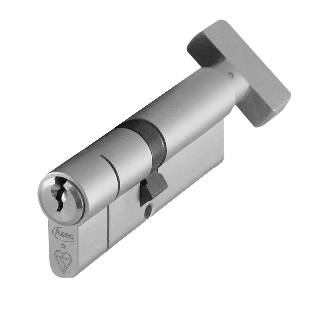 ASEC Kite BS 1 Star Kitemarked Euro Key & Turn Cylinder - 85mm 40/T45 (35/10/T40) KD NP Visi