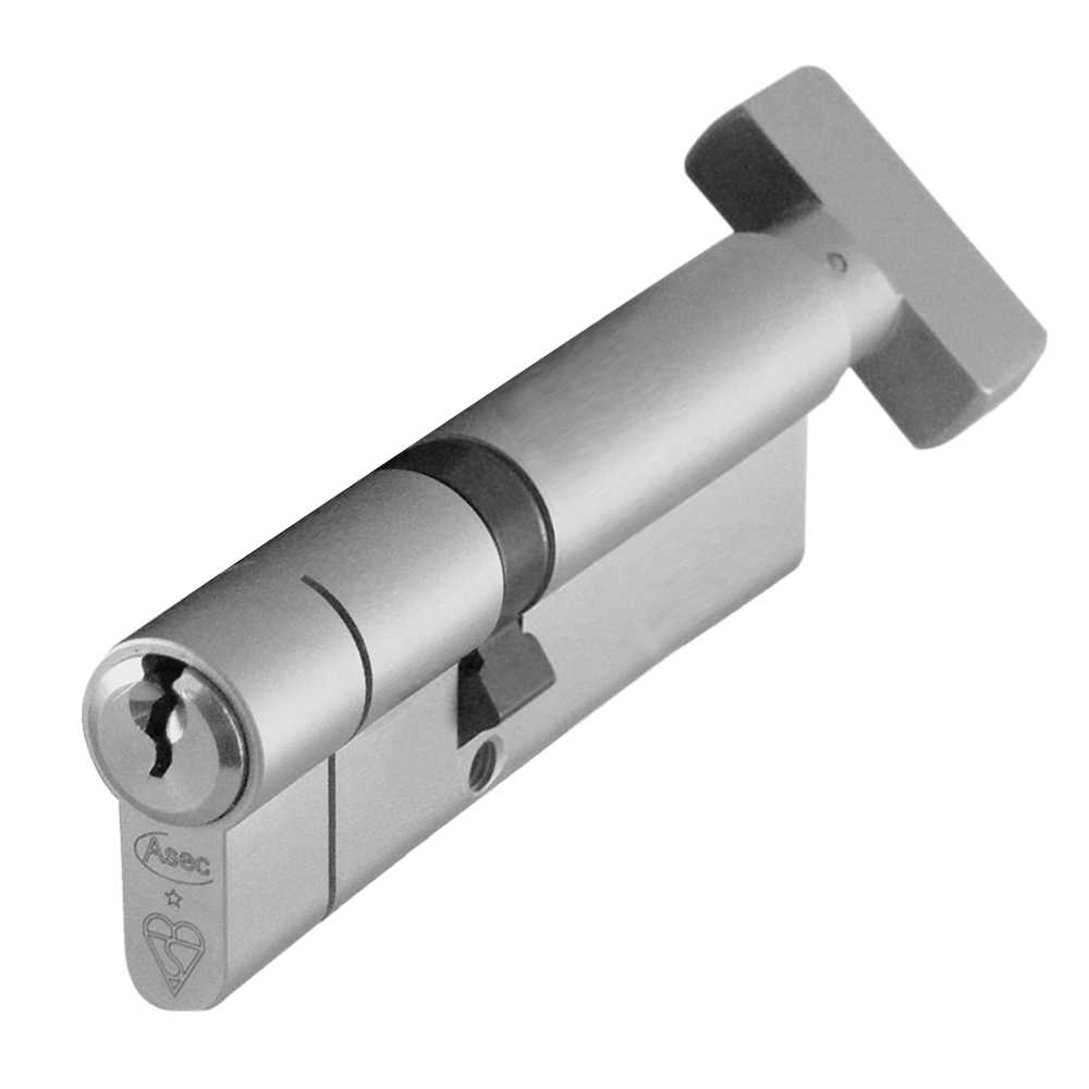 ASEC Kite BS 1 Star Kitemarked Euro Key & Turn Cylinder - 100mm 45/T55 (40/10/T50) KD NP Visi