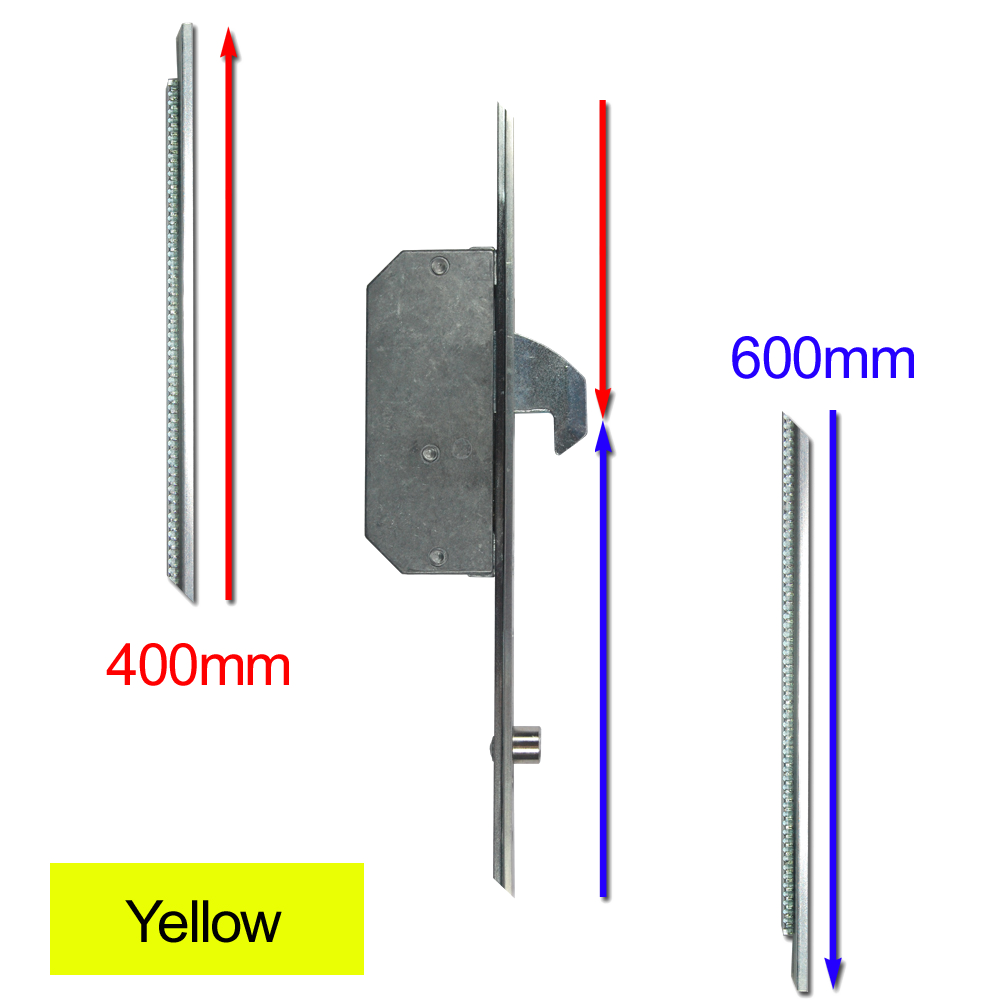 ASEC Modular Repair Lock Locking Point Extensions (UPVC Door) - 2 Hook & 2 Roller - Yellow Supplied With Keeps