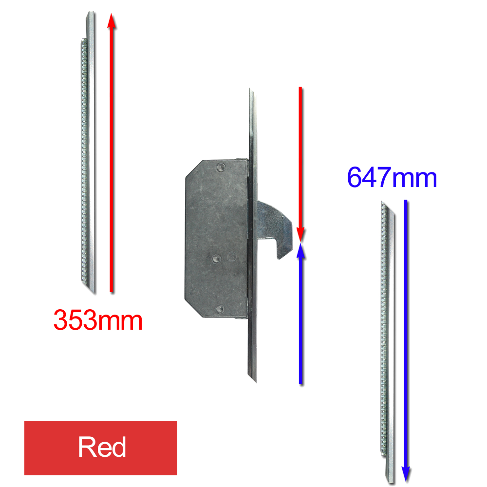 ASEC Modular Repair Lock Locking Point Extensions (UPVC Door) - 2 Hook - Red Supplied With Keeps