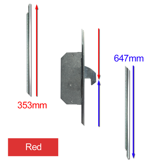 ASEC Modular Repair Lock Locking Point Extensions (UPVC Door) - 2 Hook - Red Supplied With Keeps