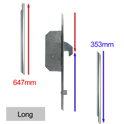 ASEC Modular Repair Lock Locking Point Extensions (UPVC Door) - 2 Hook & 2 Roller - Long