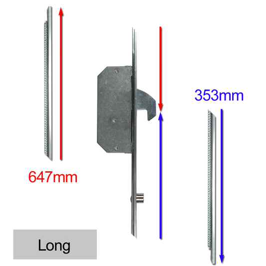 ASEC Modular Repair Lock Locking Point Extensions (UPVC Door) - 2 Hook & 2 Roller - Long