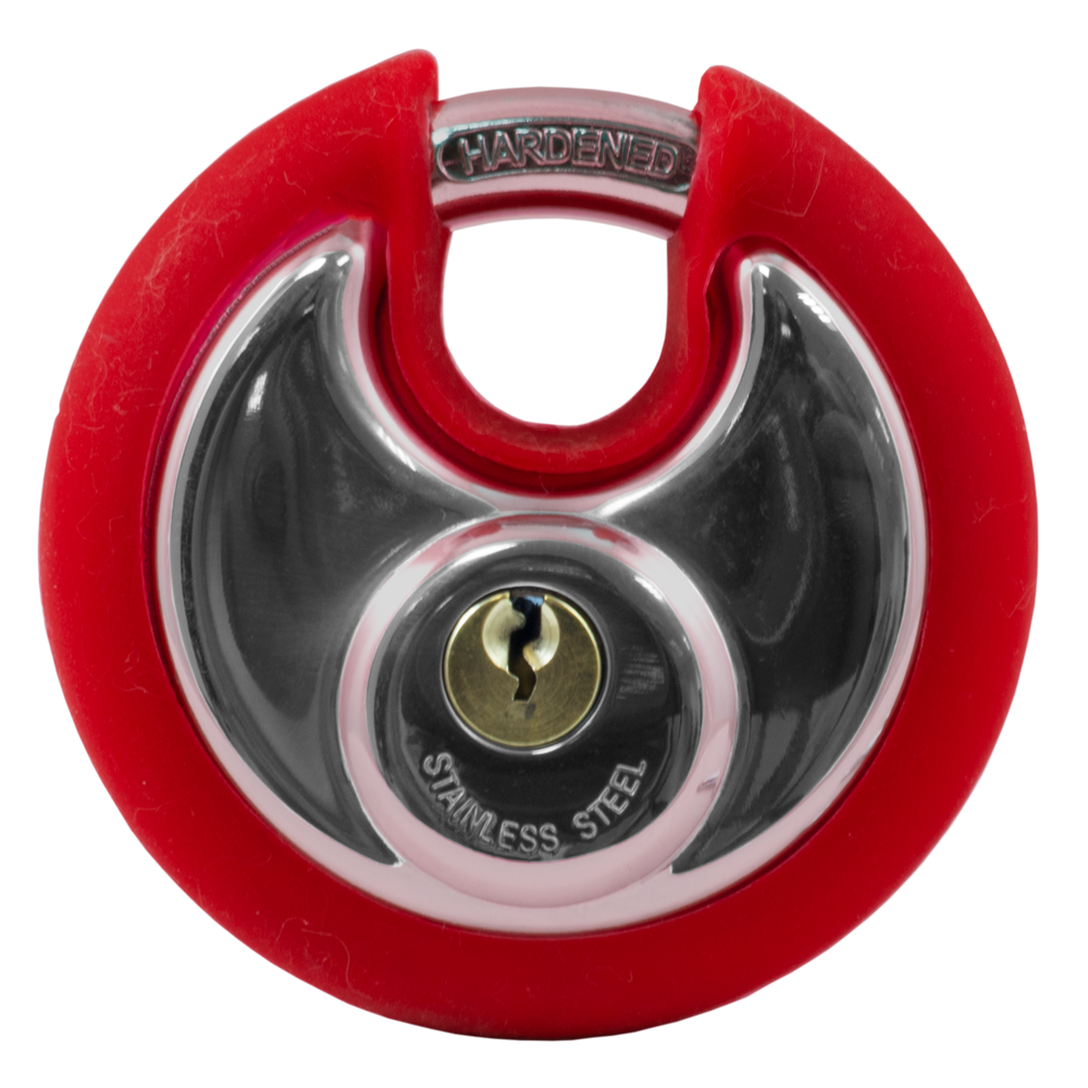 Asec Coloured Discus Padlock - Red Bumper