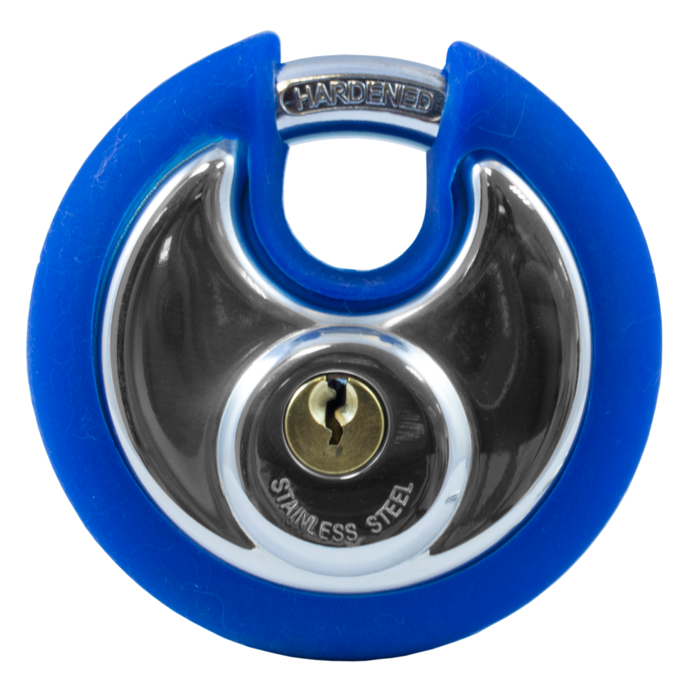 Asec Coloured Discus Padlock - Blue Bumper