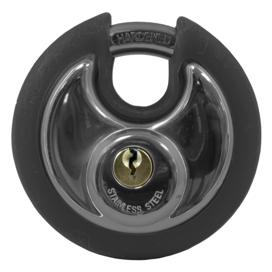 Asec Coloured Discus Padlock - Black Bumper
