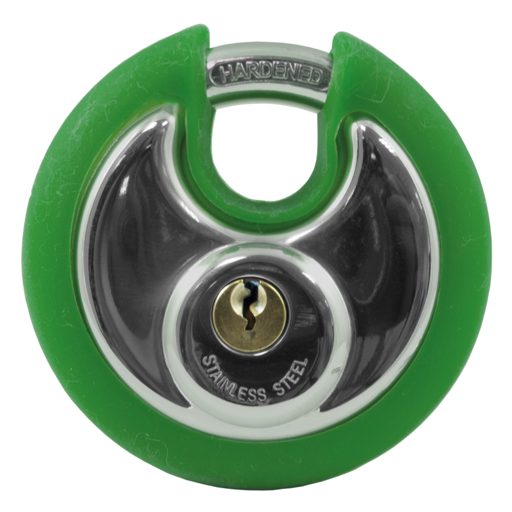 Asec Coloured Discus Padlock - Green Bumper