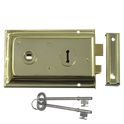 ASEC 1 Lever Double Handed Flanged Rimlock - 150mm - Brass