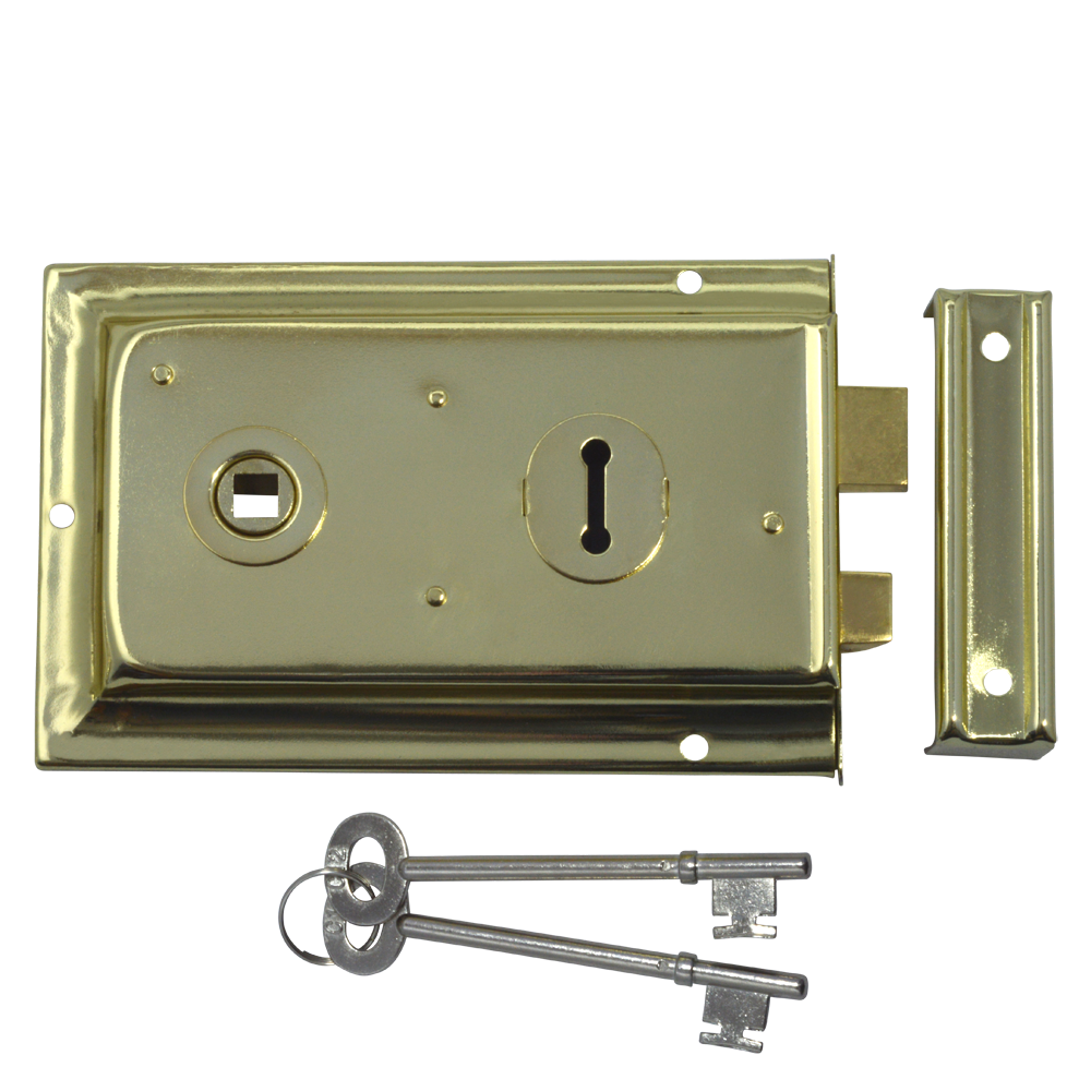 ASEC 1 Lever Double Handed Flanged Rimlock - 150mm - Brass