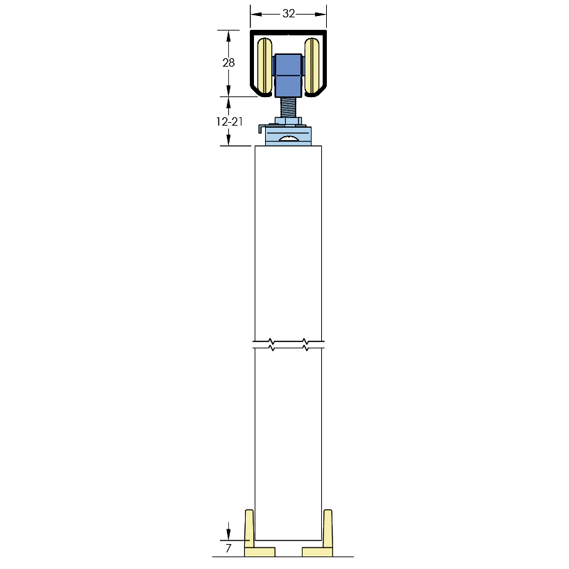ASEC Single Run Sliding Door Gear - 3000mm Up to 60Kg