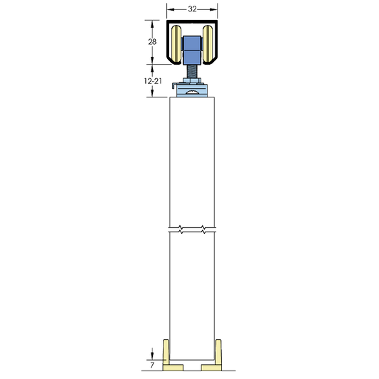 ASEC Single Run Sliding Door Gear - 3000mm Up to 60Kg