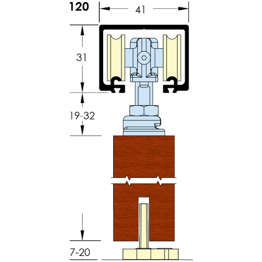 ASEC Single Run Sliding Door Gear - 3000mm Up to 120Kg