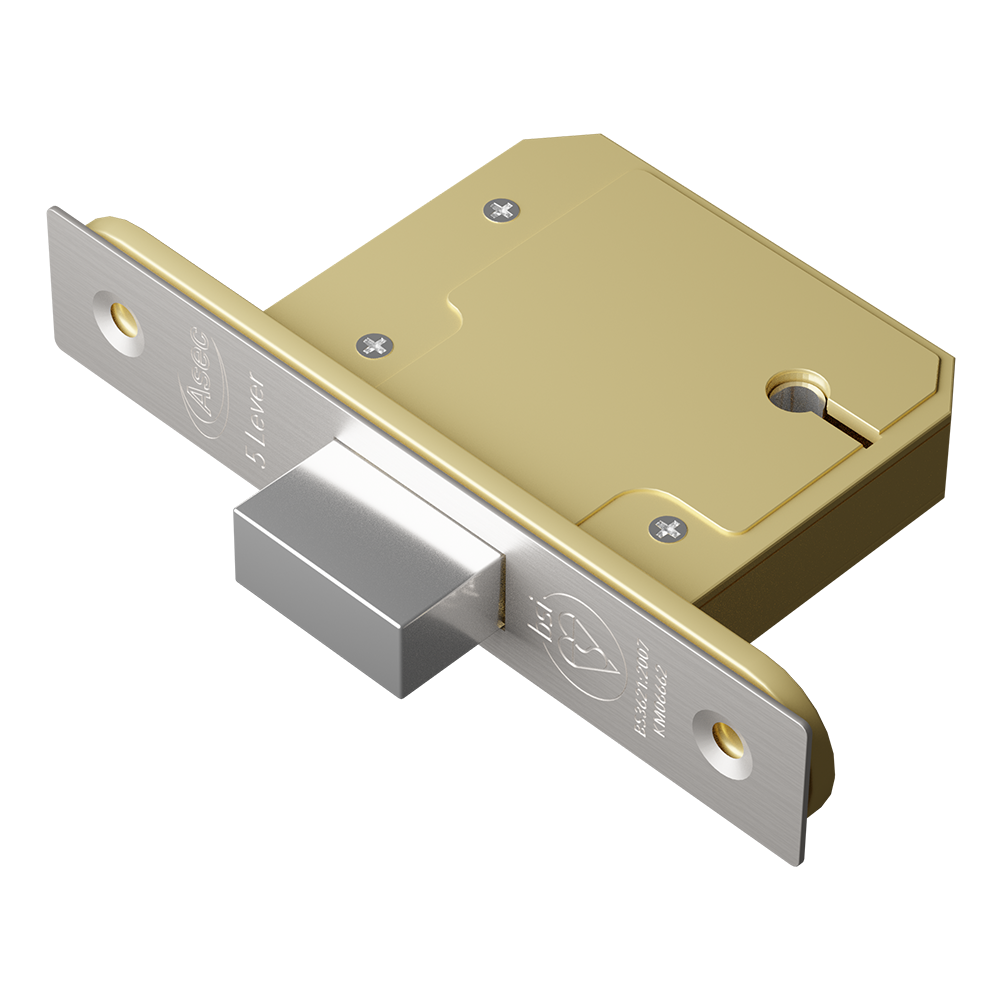 ASEC BS 5 Lever British Standard Deadlock - 64mm SS KD Boxed