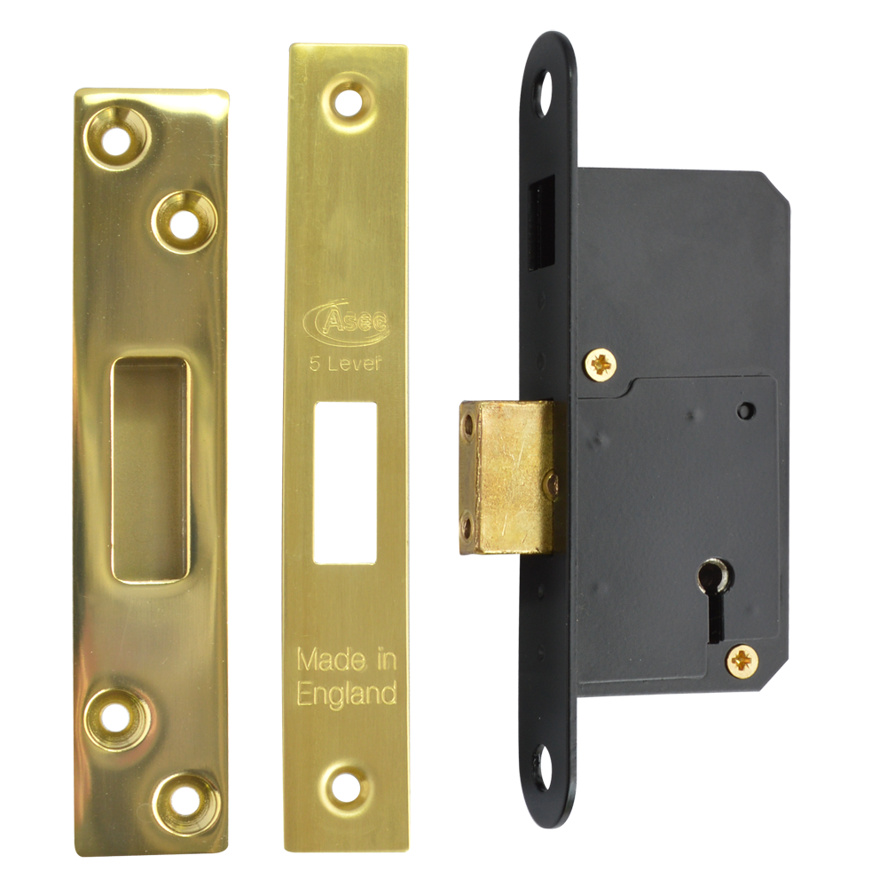 ASEC 50mm 5 Lever Deadlock - 50mm PB KD Boxed