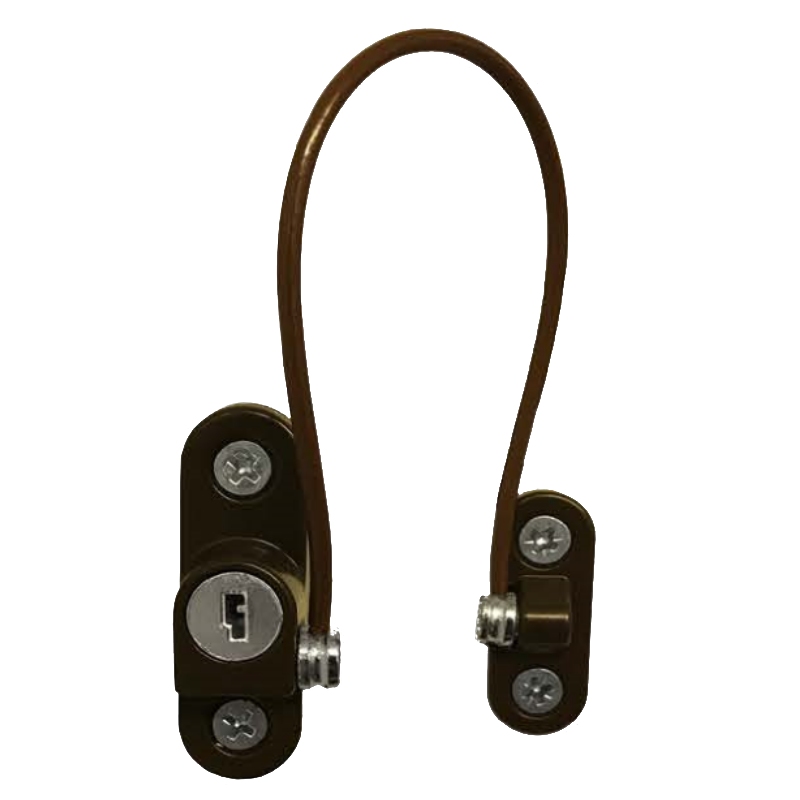 ASEC 200mm British Standard Mini Locking Cable Window Restrictor - Dark Brown