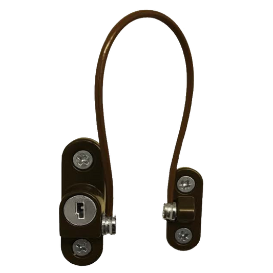 ASEC 200mm British Standard Mini Locking Cable Window Restrictor - Dark Brown