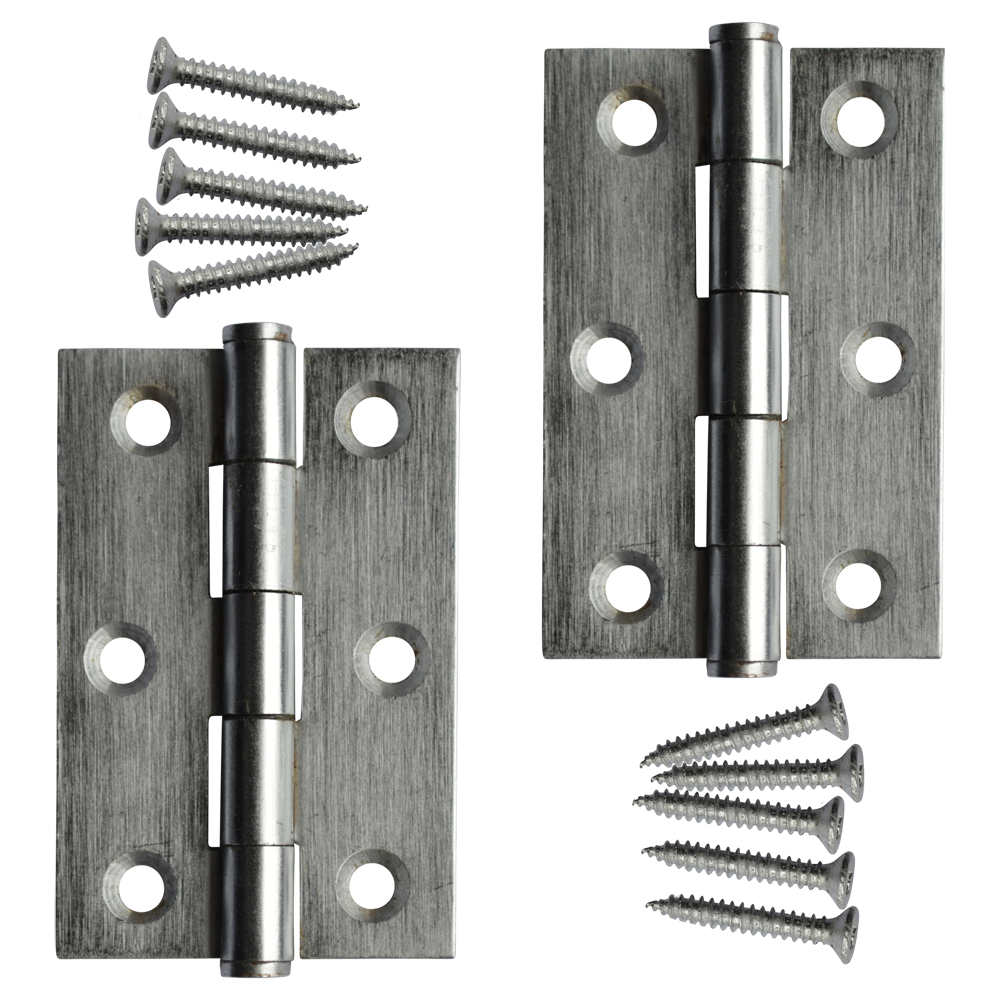 ASEC 75mm Button Tip Butt Hinges - Satin Chrome