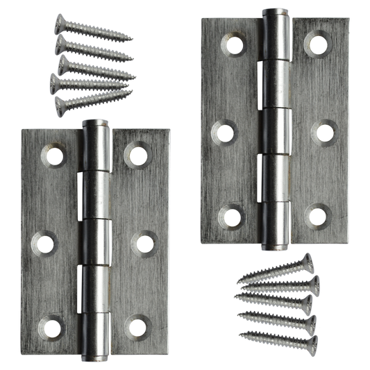 ASEC 75mm Button Tip Butt Hinges - Satin Chrome