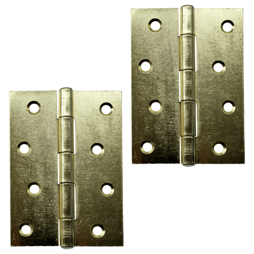 ASEC Steel Butt Hinges - 100mm Electro Brass