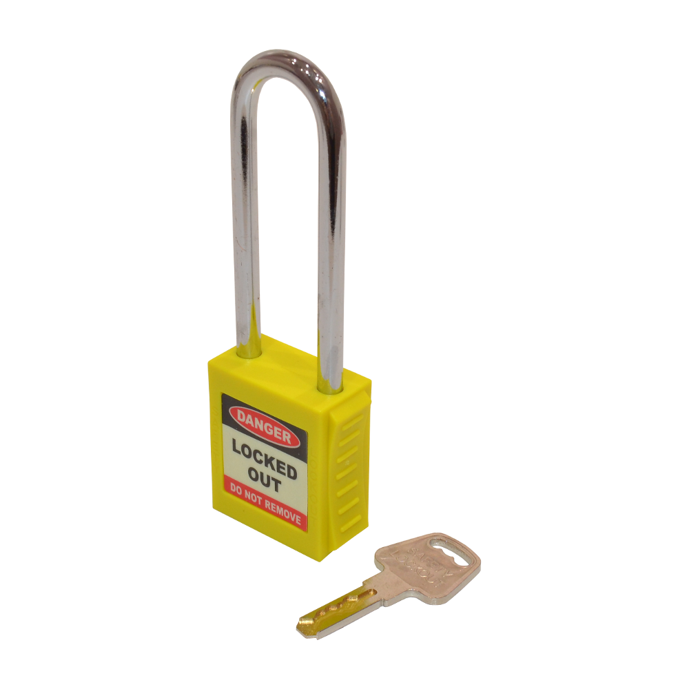 ASEC Safety Lockout Tagout Padlock Long Shackle - Yellow