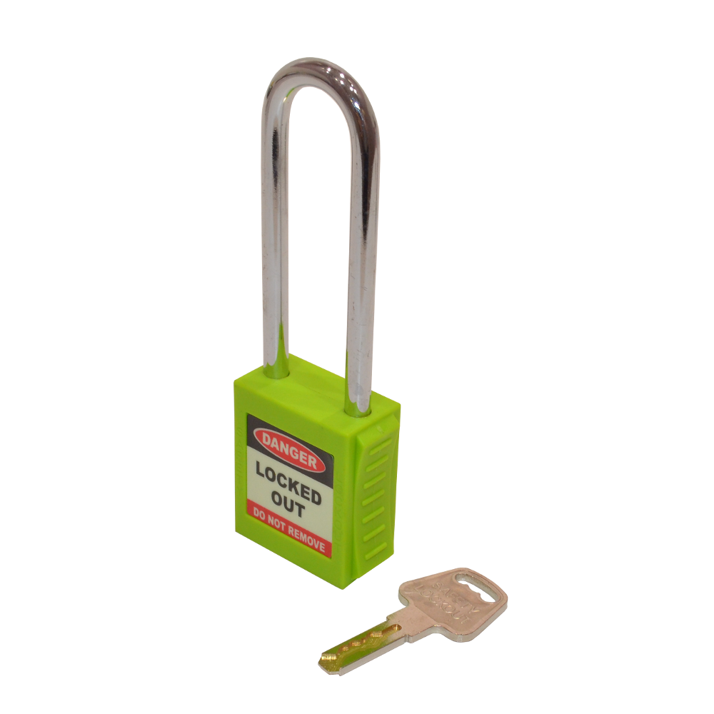 ASEC Safety Lockout Tagout Padlock Long Shackle - Green