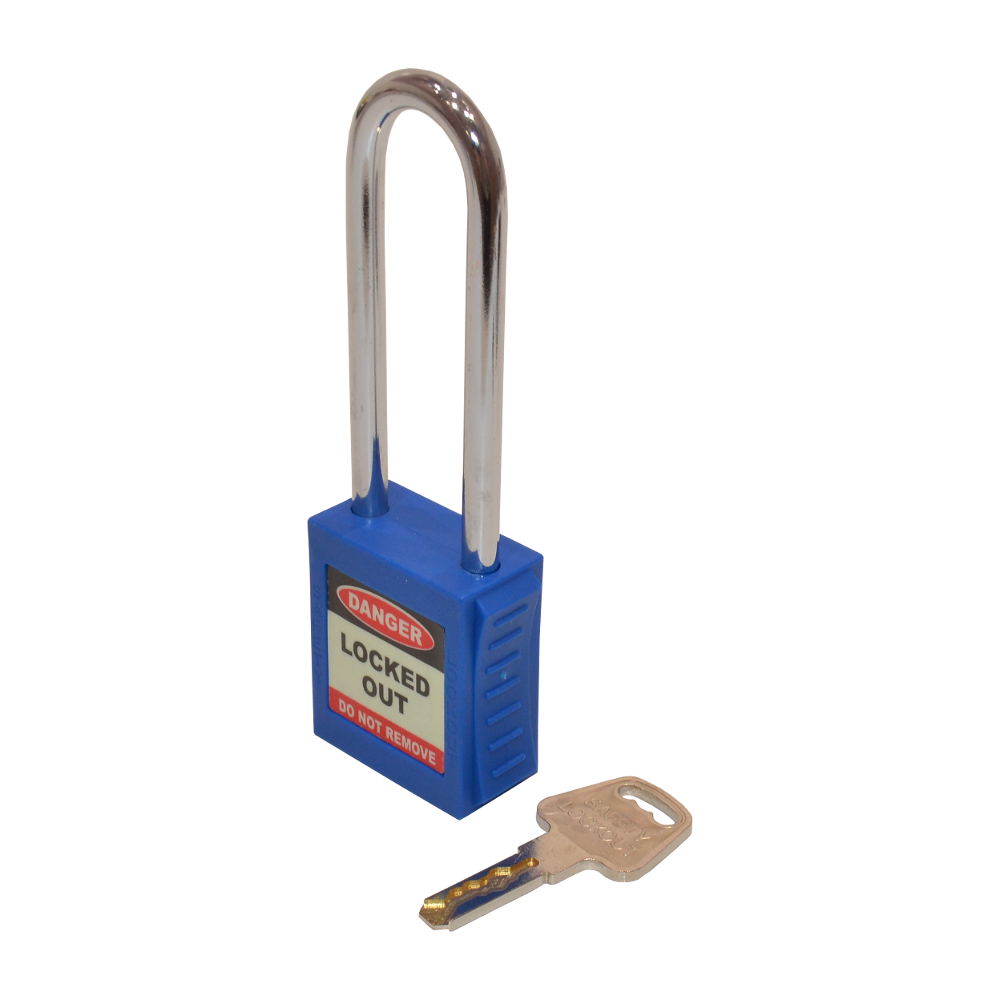 ASEC Safety Lockout Tagout Padlock Long Shackle - Blue