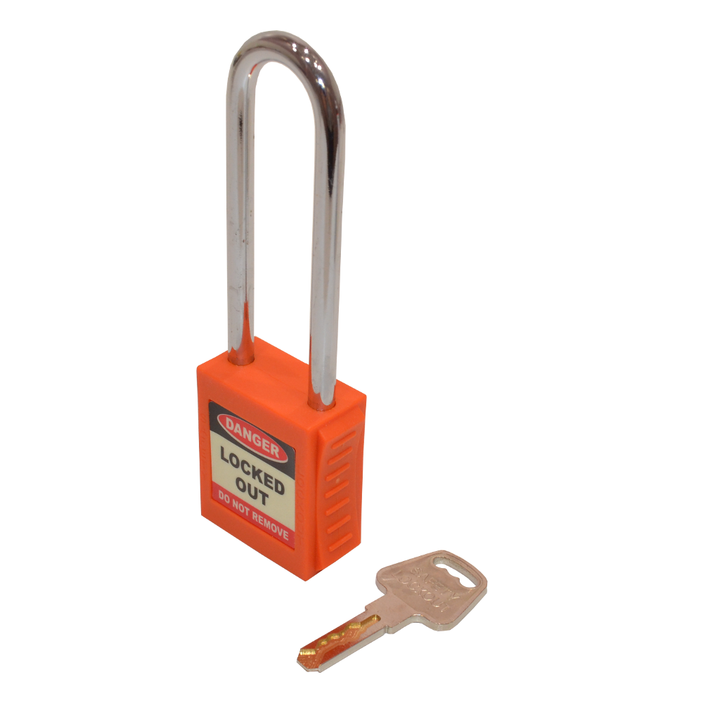 ASEC Safety Lockout Tagout Padlock Long Shackle - Orange