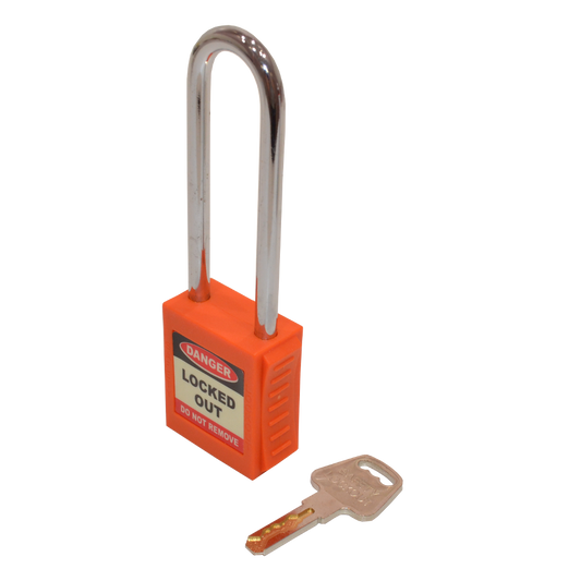 ASEC Safety Lockout Tagout Padlock Long Shackle - Orange