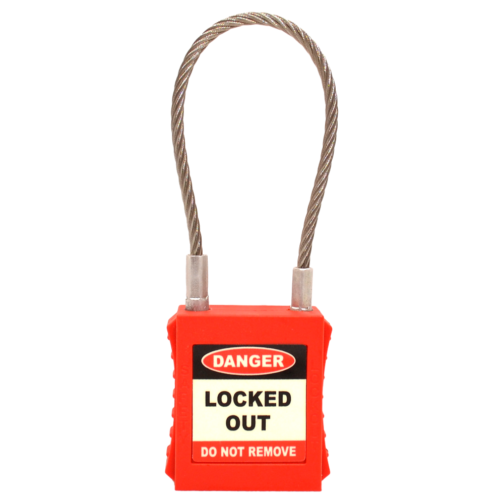 ASEC Safety Lockout Tagout Padlock with Wire Shackle - 42mm Width
