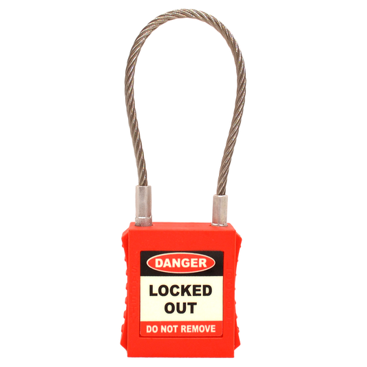 ASEC Safety Lockout Tagout Padlock with Wire Shackle - 42mm Width