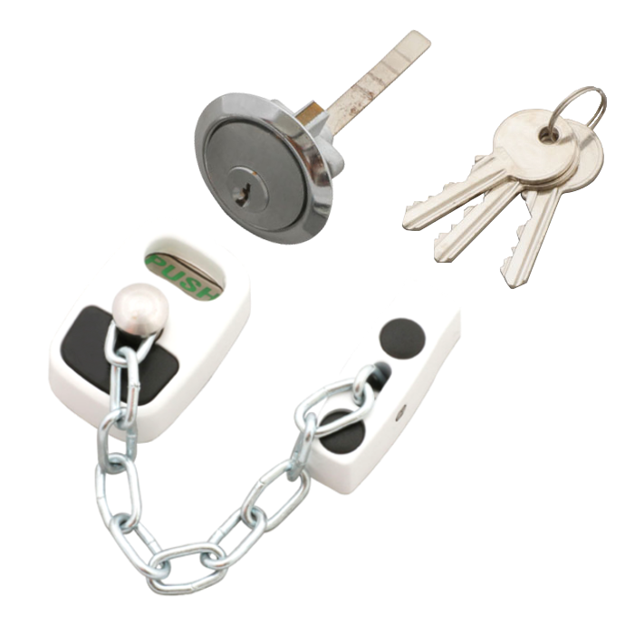 ASEC Door Chain with External Cylinder - Chrome