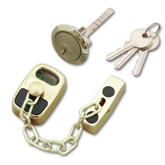 ASEC Door Chain with External Cylinder - Gold