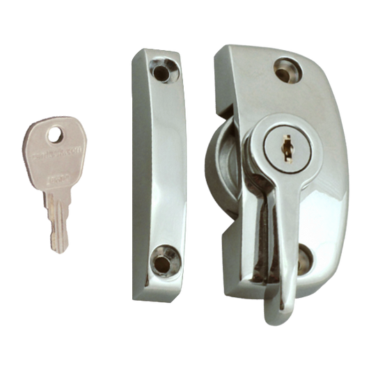 ASEC Window Pivot Lock - Brushed Silver Locking With 8.5mm Keep