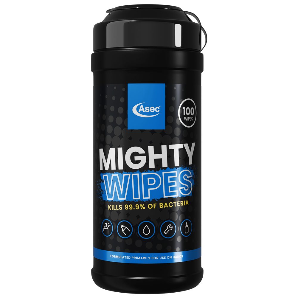 ASEC Mighty Antiseptic Wipes - Heavy Duty Hand & Surface Wipes - Tub of 100 Wipes
