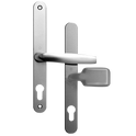 ASEC 68mm Lever Pad UPVC Door Furniture With Snib - Polished Silver