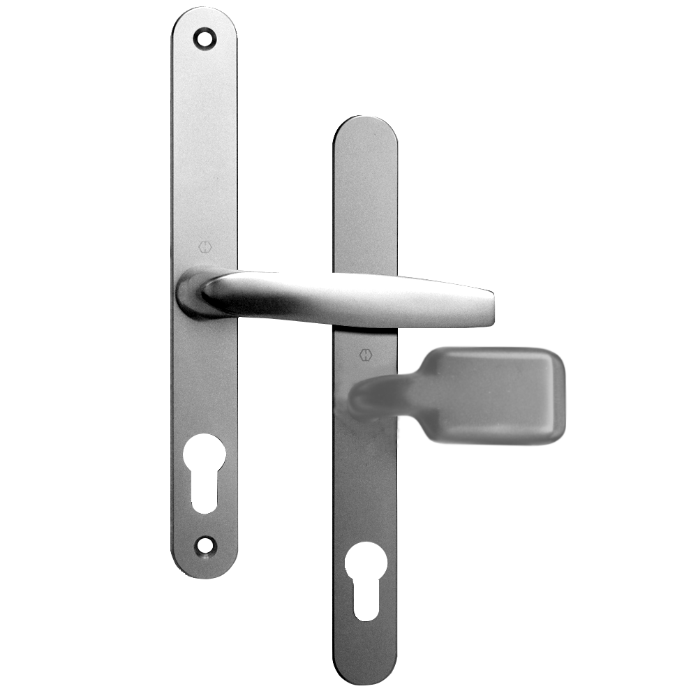 ASEC 68mm Lever Pad UPVC Door Furniture With Snib - Polished Silver