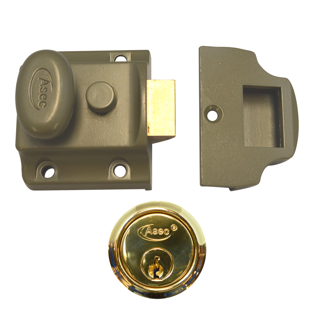 ASEC Traditional Non-Deadlocking Nightlatch - 40mm GRN with PB Cylinder Boxed