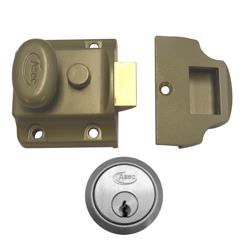 ASEC Traditional Non-Deadlocking Nightlatch - 40mm GRN with SC Cylinder Boxed